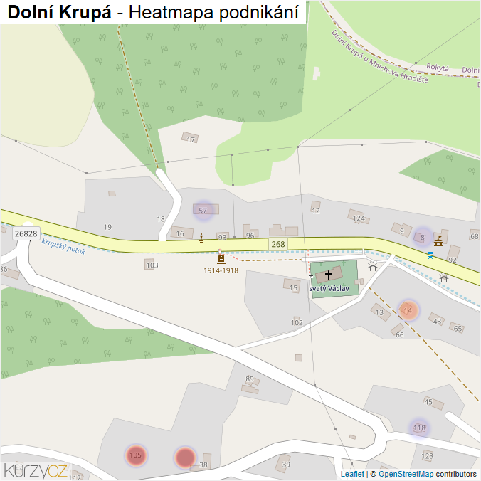Mapa Dolní Krupá - Firmy v části obce.