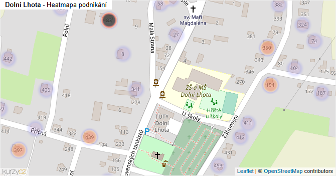 Dolní Lhota - mapa podnikání