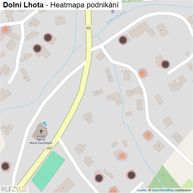 Mapa Dolní Lhota - Firmy v obci.