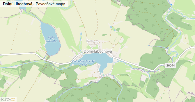 Dolní Libochová - záplavové mapy stoleté vody