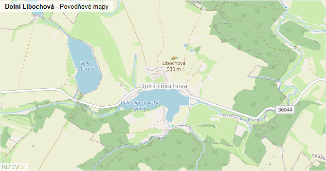 Dolní Libochová - záplavové mapy stoleté vody