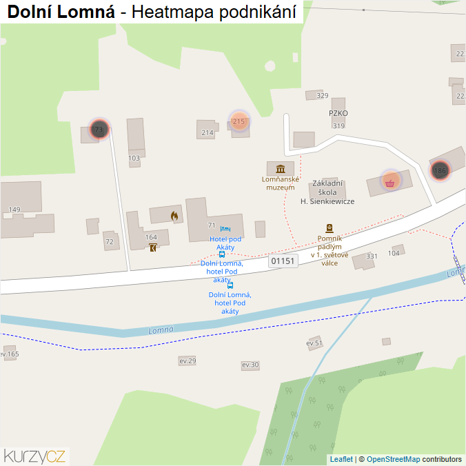 Mapa Dolní Lomná - Firmy v obci.