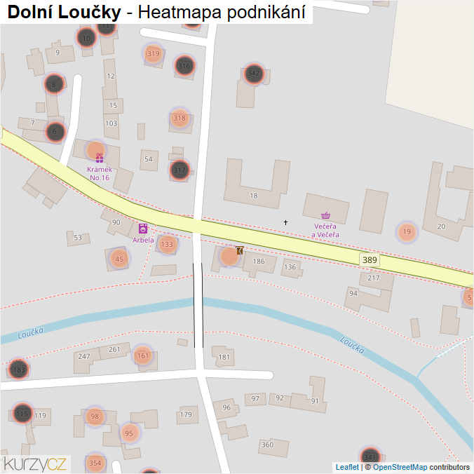 Mapa Dolní Loučky - Firmy v obci.