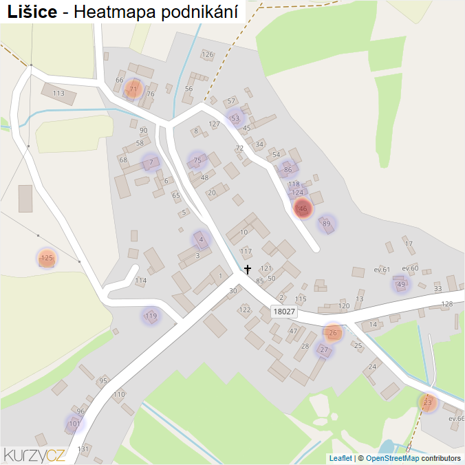 Mapa Lišice - Firmy v části obce.