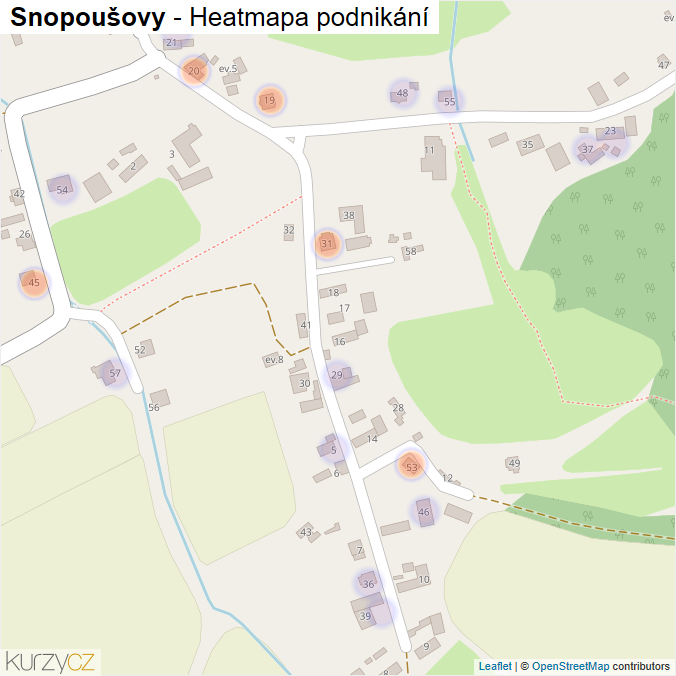 Mapa Snopoušovy - Firmy v části obce.