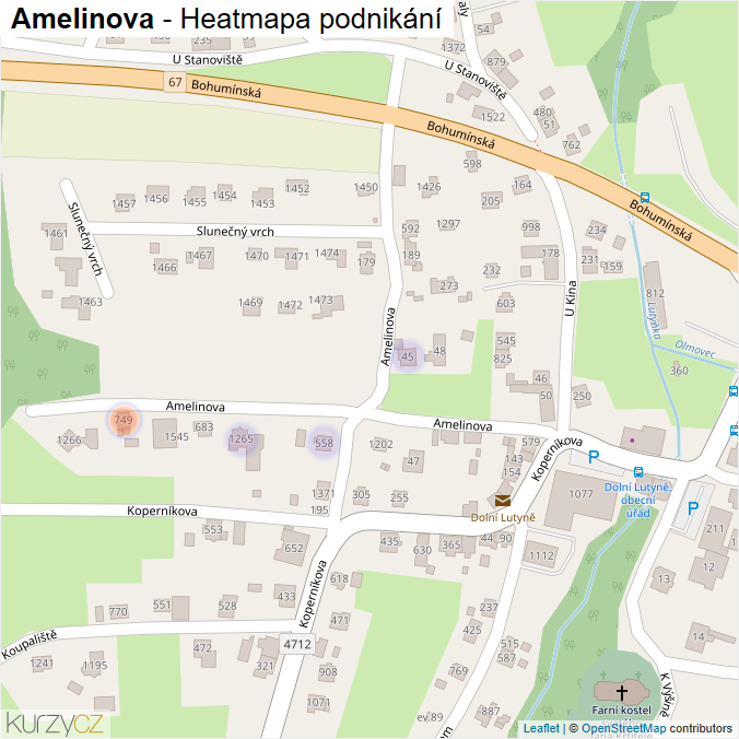 Mapa Amelinova - Firmy v ulici.
