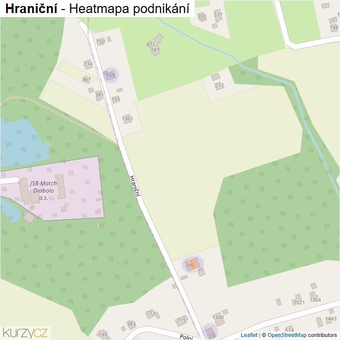 Mapa Hraniční - Firmy v ulici.