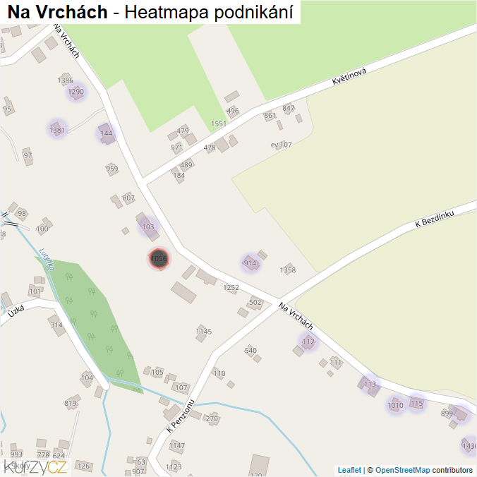 Mapa Na Vrchách - Firmy v ulici.