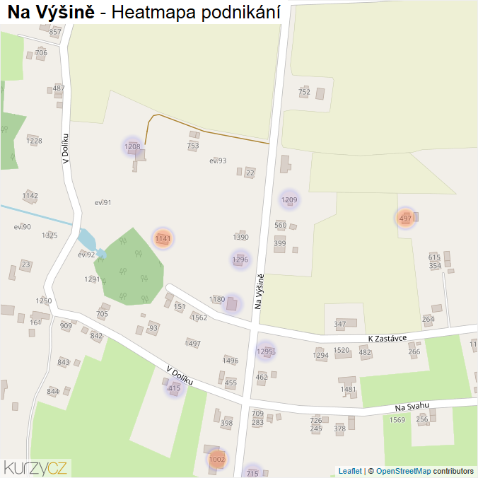 Mapa Na Výšině - Firmy v ulici.
