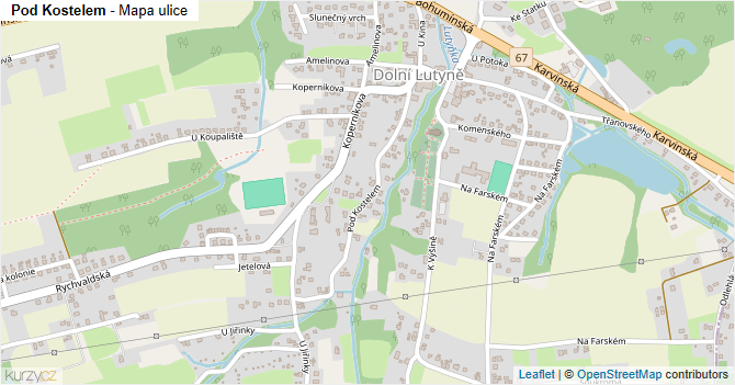 Pod Kostelem - mapa ulice