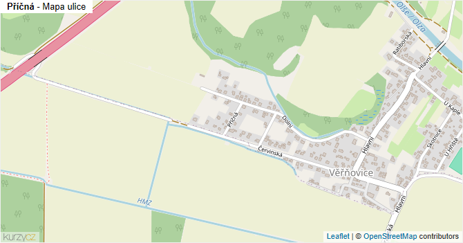 Příčná - mapa ulice