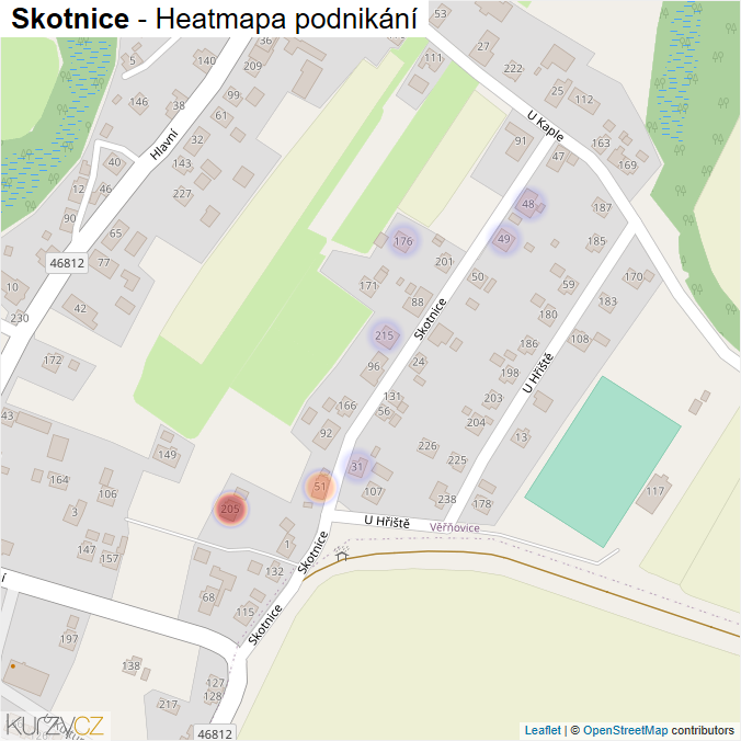 Mapa Skotnice - Firmy v ulici.