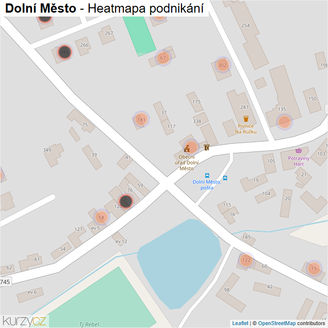 Mapa Dolní Město - Firmy v obci.