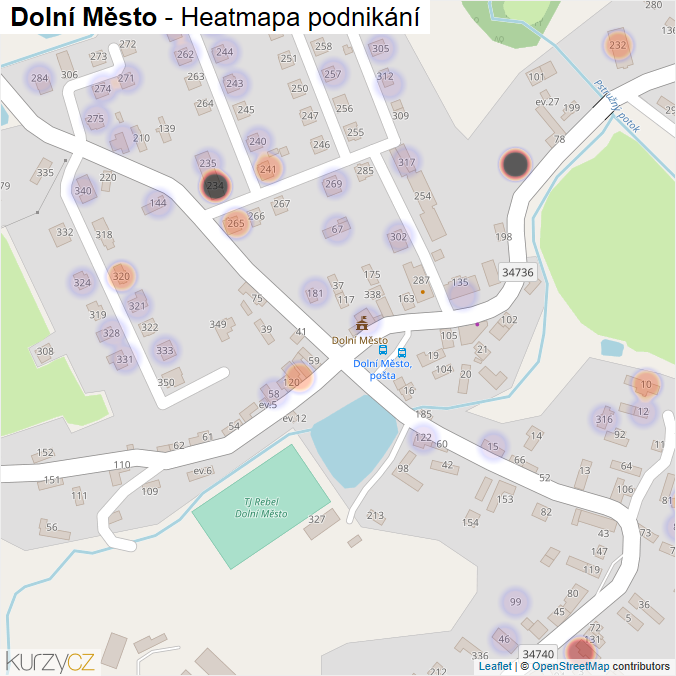 Mapa Dolní Město - Firmy v části obce.