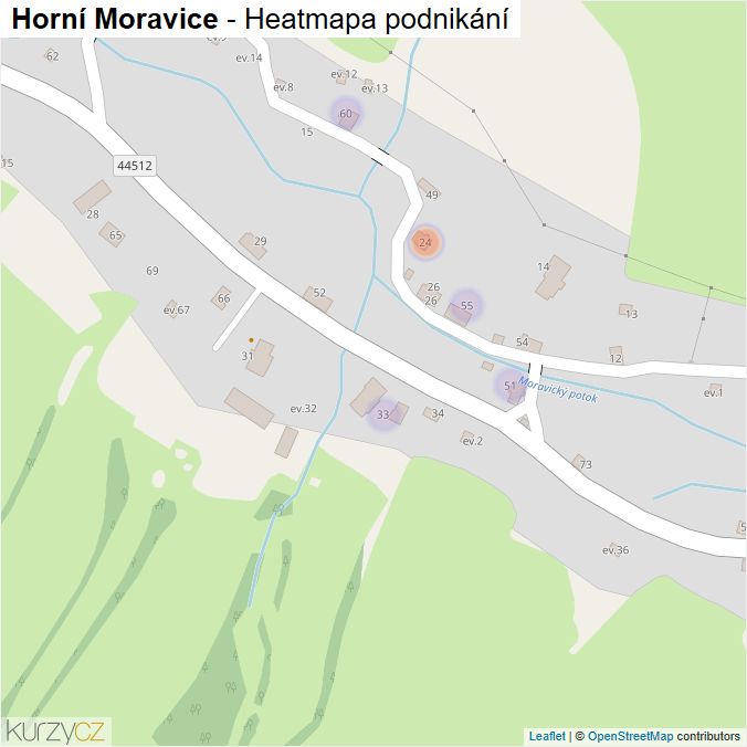 Mapa Horní Moravice - Firmy v části obce.