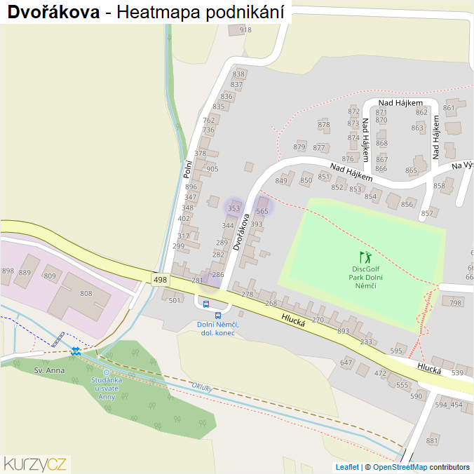 Mapa Dvořákova - Firmy v ulici.