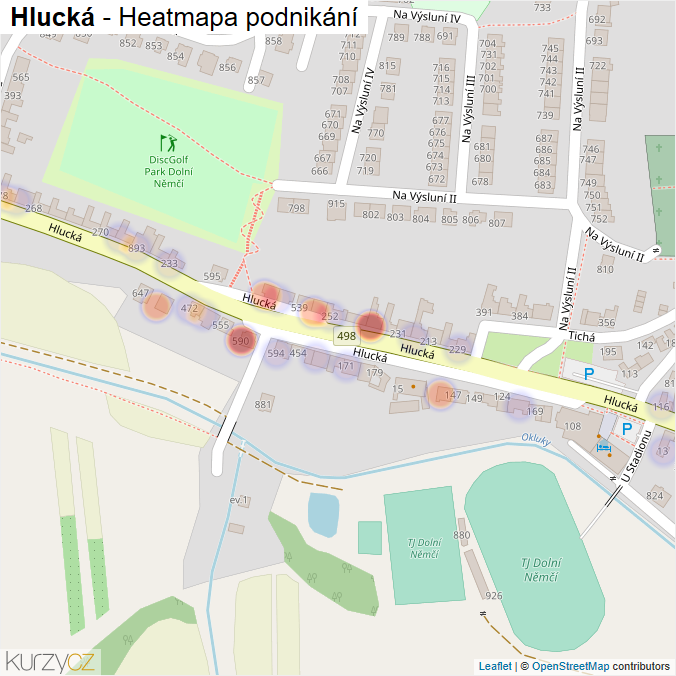 Mapa Hlucká - Firmy v ulici.