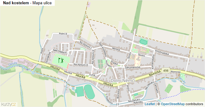 Nad kostelem - mapa ulice