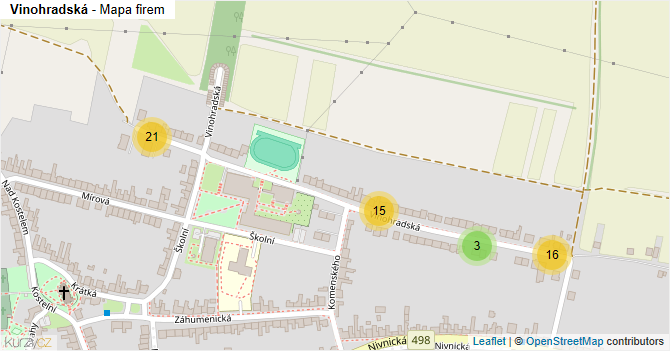 Vinohradská - mapa firem