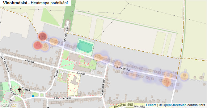 Vinohradská - mapa podnikání