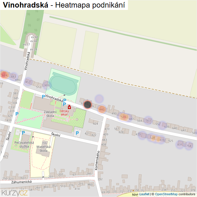 Mapa Vinohradská - Firmy v ulici.