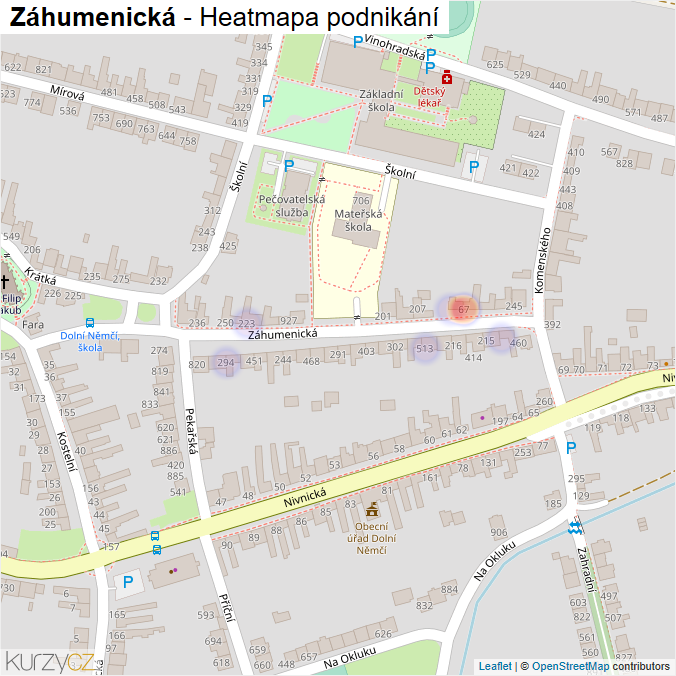 Mapa Záhumenická - Firmy v ulici.
