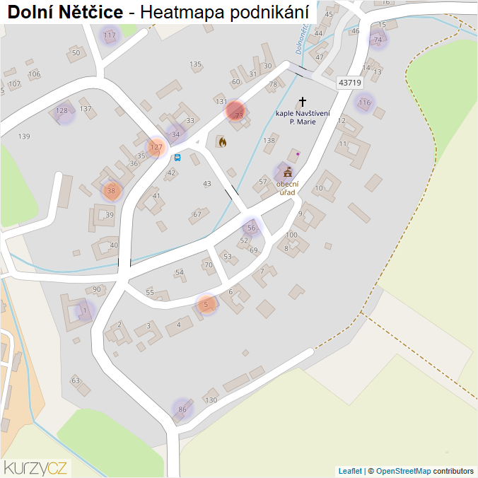 Mapa Dolní Nětčice - Firmy v části obce.