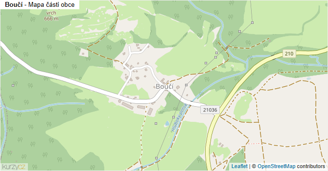 Boučí - mapa části obce
