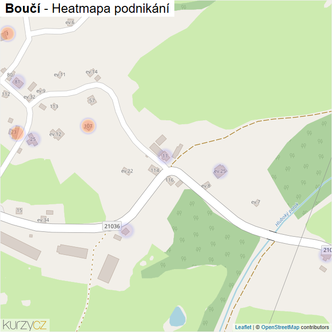 Mapa Boučí - Firmy v části obce.