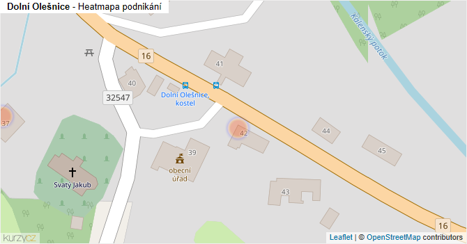 Dolní Olešnice - mapa podnikání