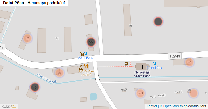 Dolní Pěna - mapa podnikání
