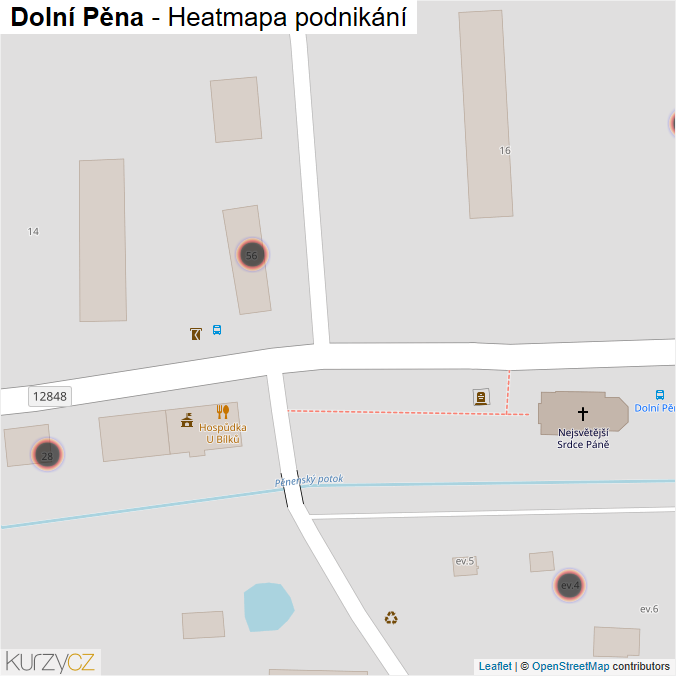 Mapa Dolní Pěna - Firmy v obci.