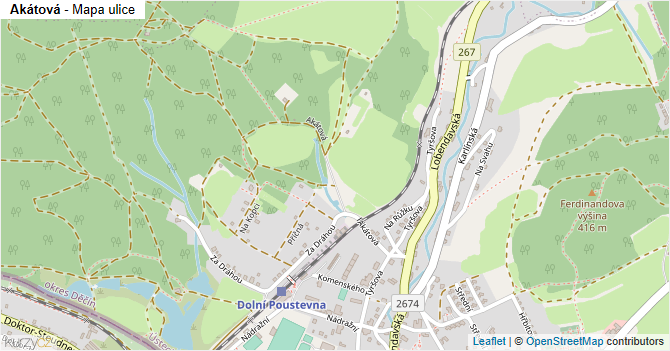 Akátová - mapa ulice