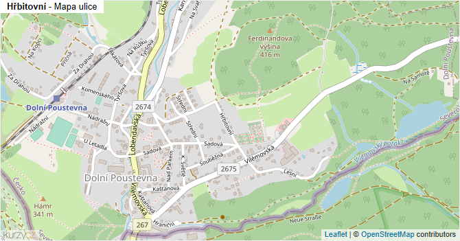 Hřbitovní - mapa ulice