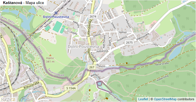 Kaštanová - mapa ulice