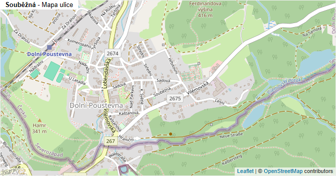 Souběžná - mapa ulice