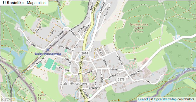 U Kostelíka - mapa ulice