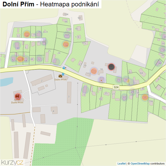 Mapa Dolní Přím - Firmy v části obce.