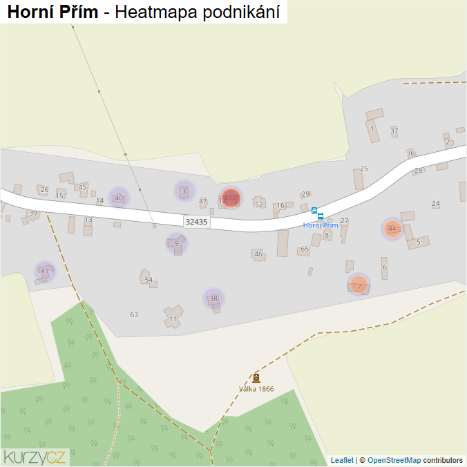 Mapa Horní Přím - Firmy v části obce.