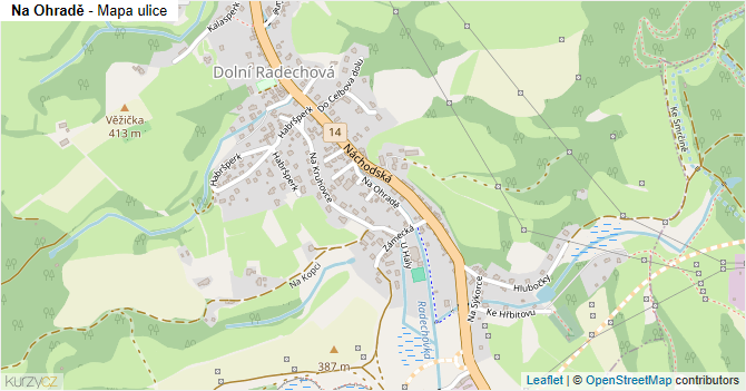 Na Ohradě - mapa ulice