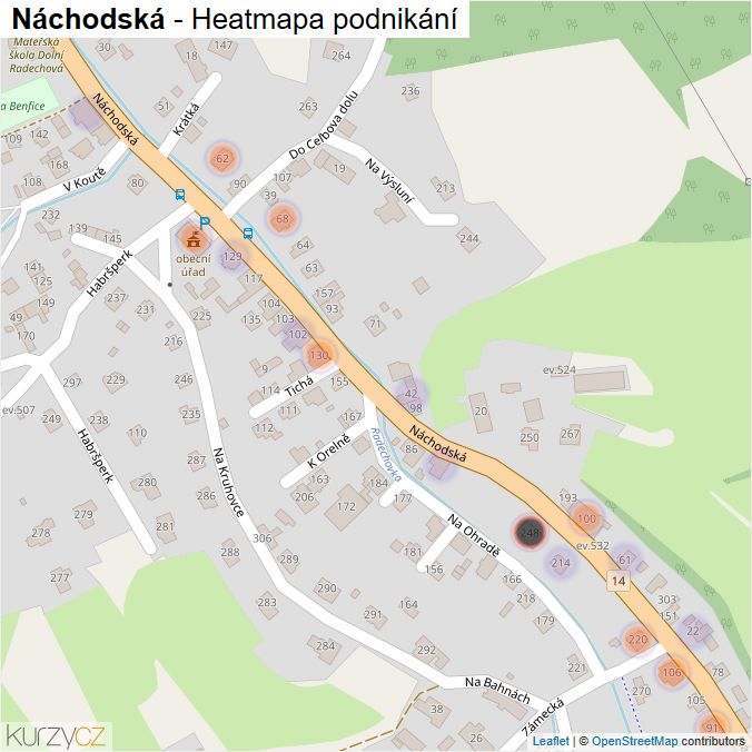 Mapa Náchodská - Firmy v ulici.