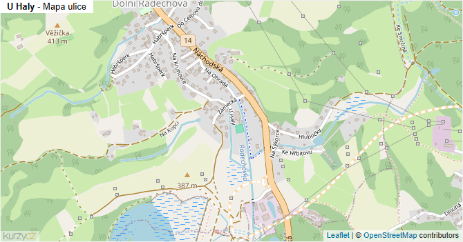U Haly - mapa ulice