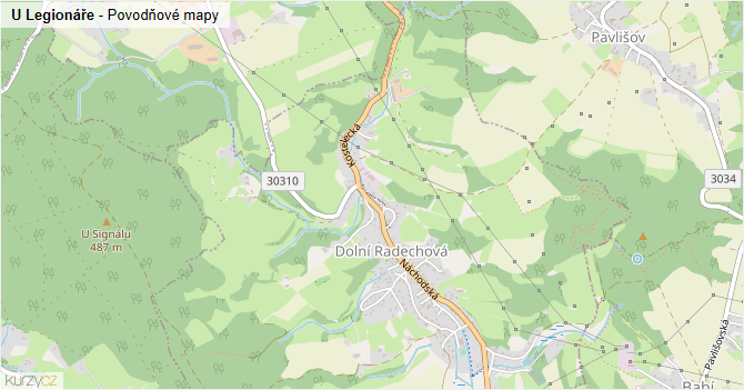 U Legionáře - záplavové mapy stoleté vody