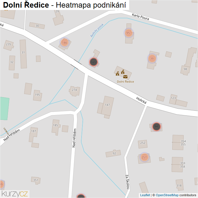 Mapa Dolní Ředice - Firmy v obci.