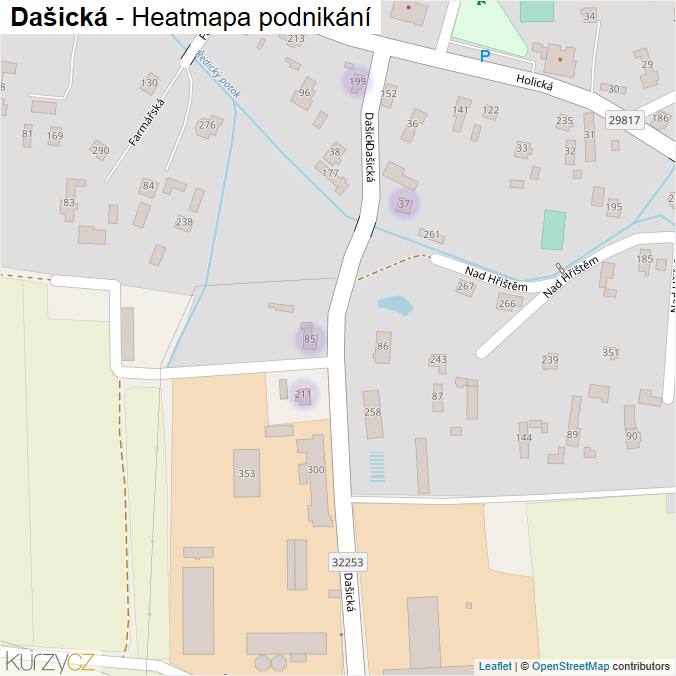 Mapa Dašická - Firmy v ulici.