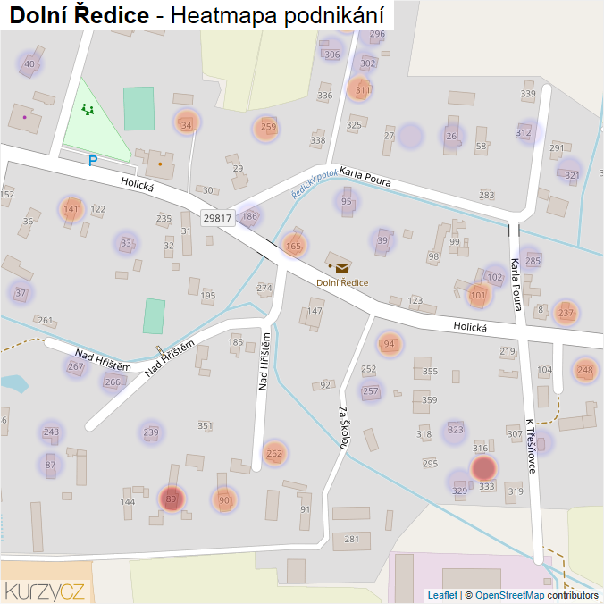 Mapa Dolní Ředice - Firmy v části obce.