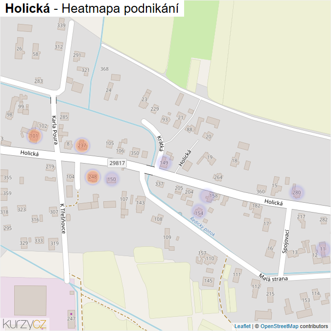 Mapa Holická - Firmy v ulici.