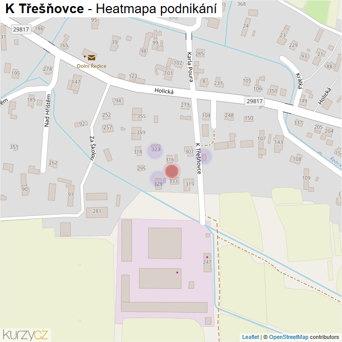Mapa K Třešňovce - Firmy v ulici.