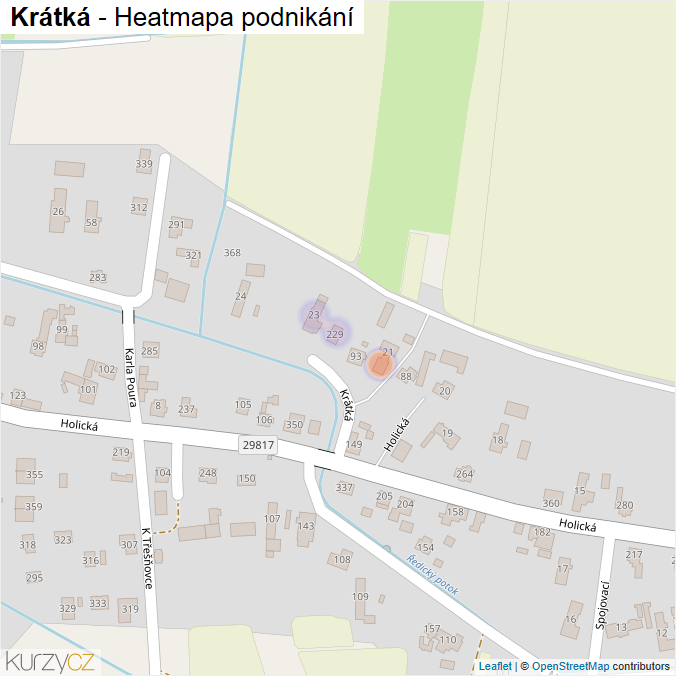 Mapa Krátká - Firmy v ulici.
