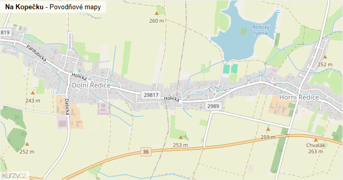 Na Kopečku - záplavové mapy stoleté vody